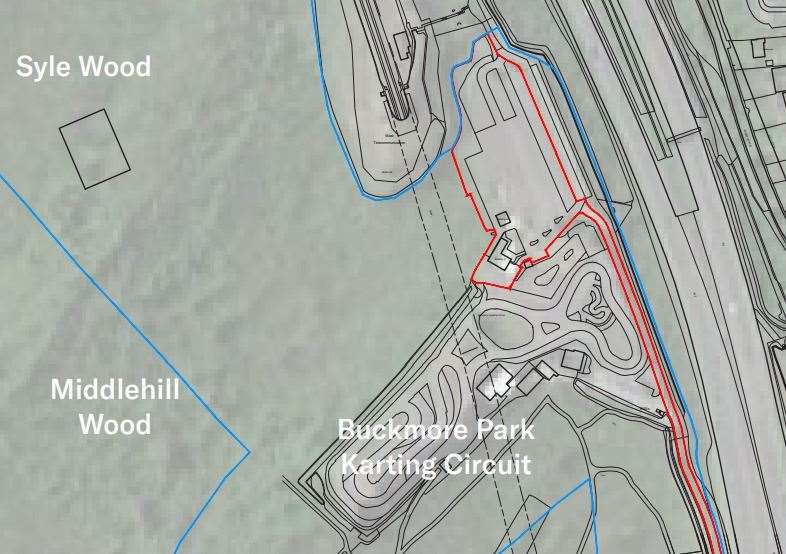The red outline shows the access road and the planned storage and distribution facility site. Picture: MortonScarr