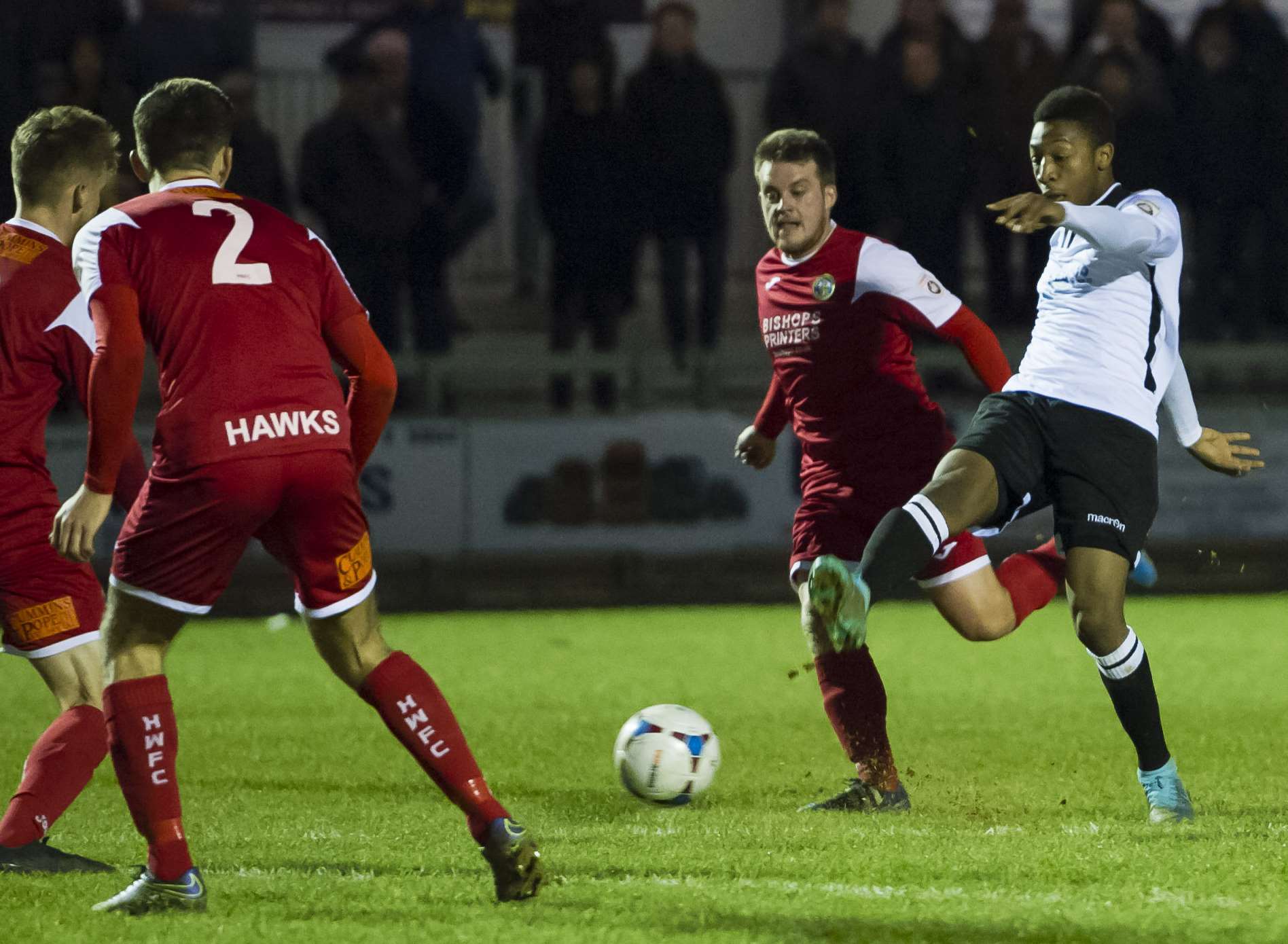 Ebou Adams scores his first senior goal for Dartford against Havant & Waterlooville Picture: Andy Payton