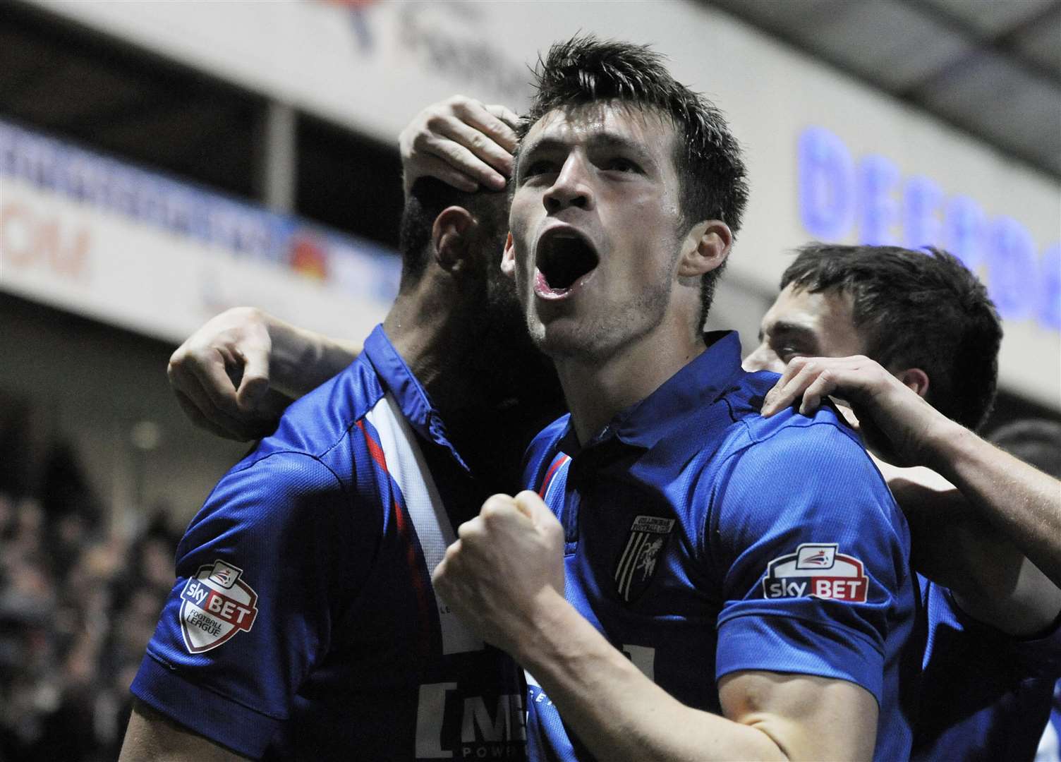 John Marquis celebrates with fellow Gills players after Leon Legge scores at Preston North End Picture: Barry Goodwin
