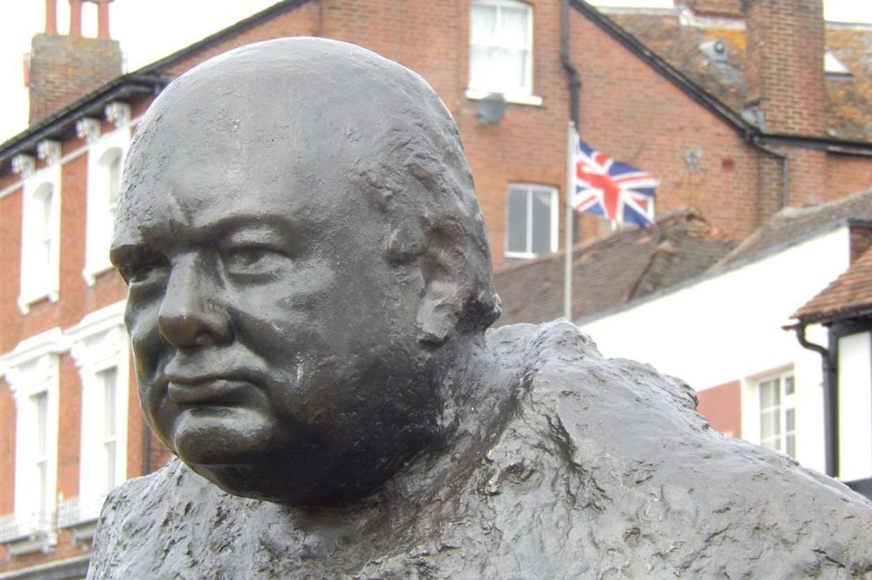 A statue of Winston Churchill, on the green at Westerham