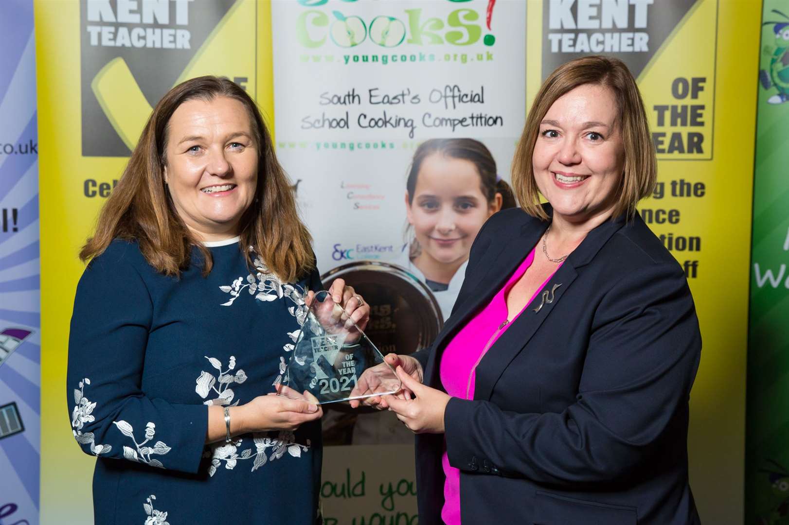 Siobhan Price from The Education People with Kent Head Teacher of the Year Sarah Holman at the Kent Teacher of the Year awards at Ashford International Hotel, Ashford Picture: Countrywide Photographic