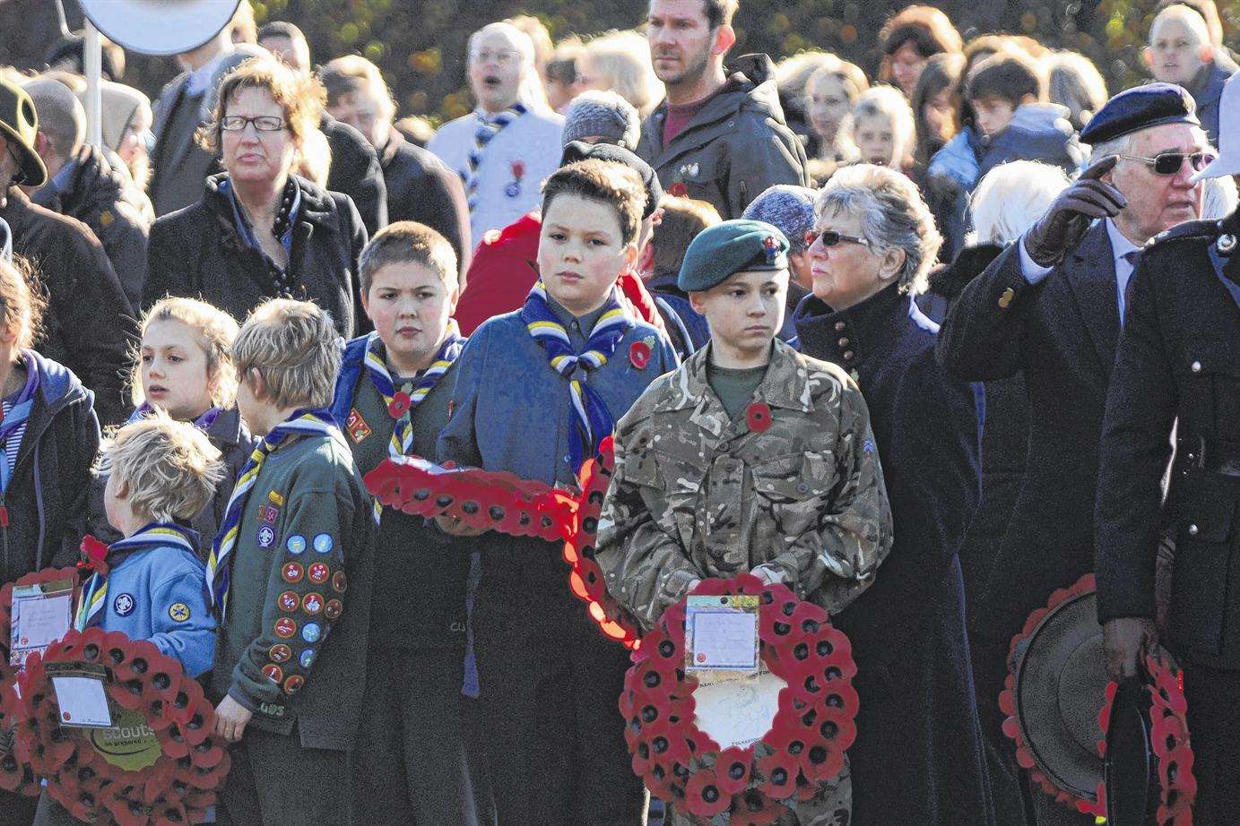 A scene from last year's Remembrance ceremony at Hythe.
