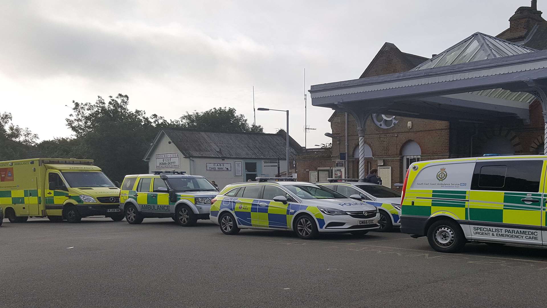 Emergency services at Herne Bay train station