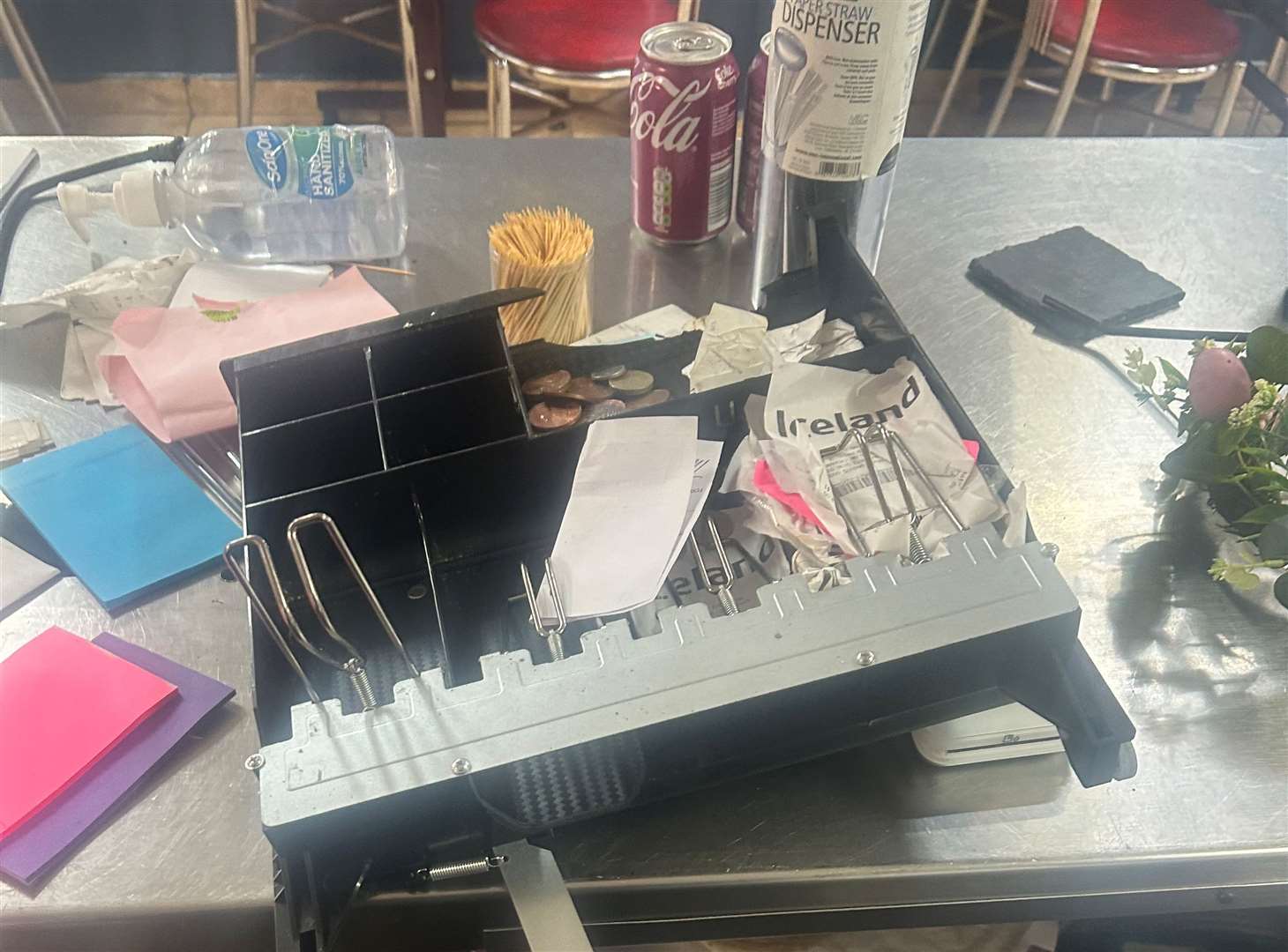 Parts of the till were scattered across the coffee shop by thieves during the break-in at The Gorge cafe. Picture: Fahir Karaoglan