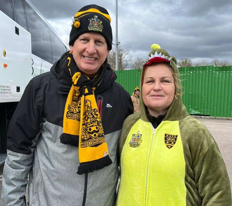 Maidstone fans arrive at the Gallagher Stadium ahead of their trip to Coventry. Picture: Lorraine Humm