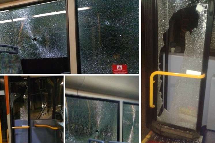 Damage on board the bus