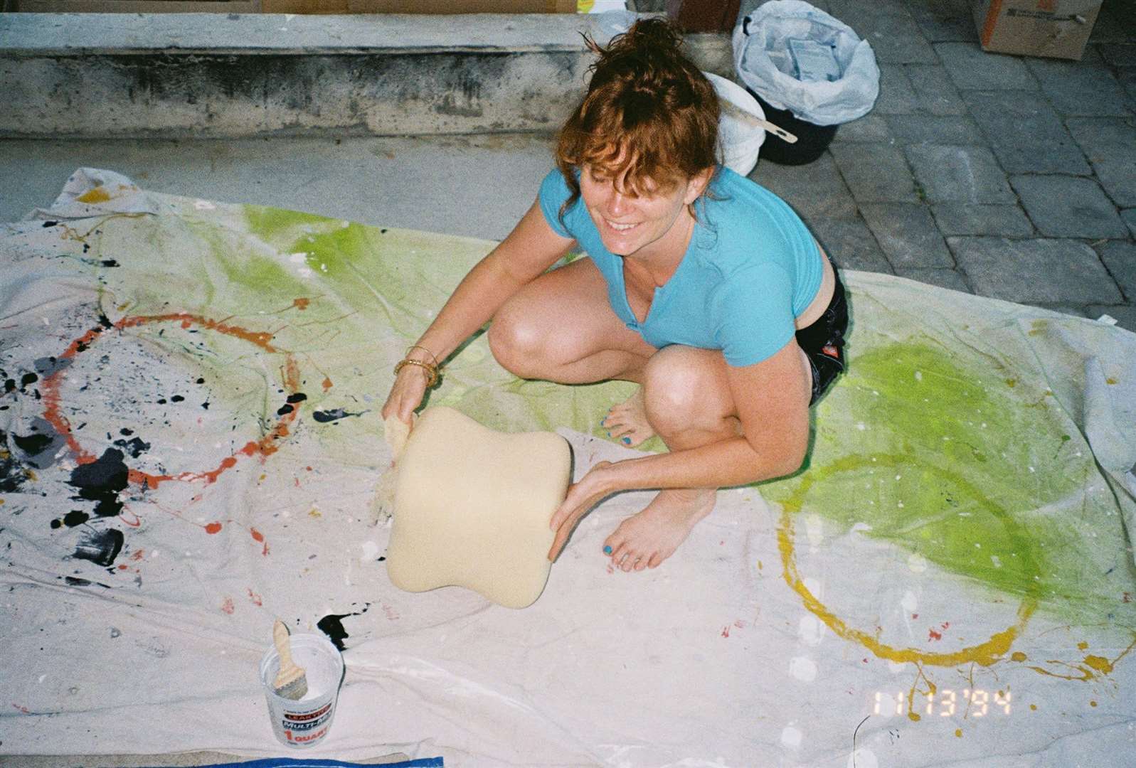 Phoebe pictured fabricating props in her garden for the music video Made You Look by Meghan Trainor. Picture: Phoebe Darling-Senner