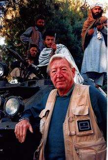 Journalist and author Sandy Gall in Afghanistan during research for his book War Against The Taliban. Picture: Granada Television