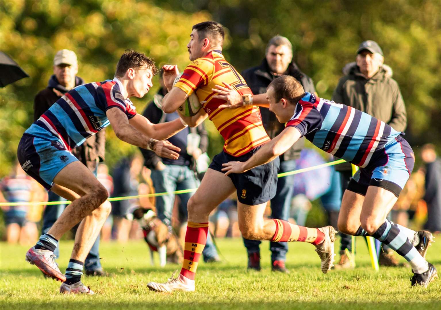 Medway's Jack Johnson in full flight against Reeds Weybridge. Picture: Jake Miles Sports Photography