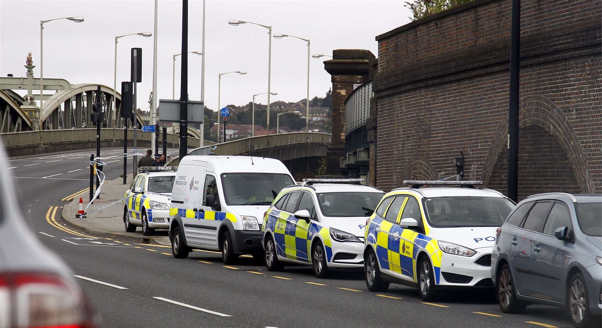 A heavy police attendance followed the discovery of a body near Rochester Bridge