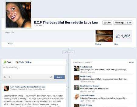 A Facebook group was set up in memory of tragic Bernadette Lee
