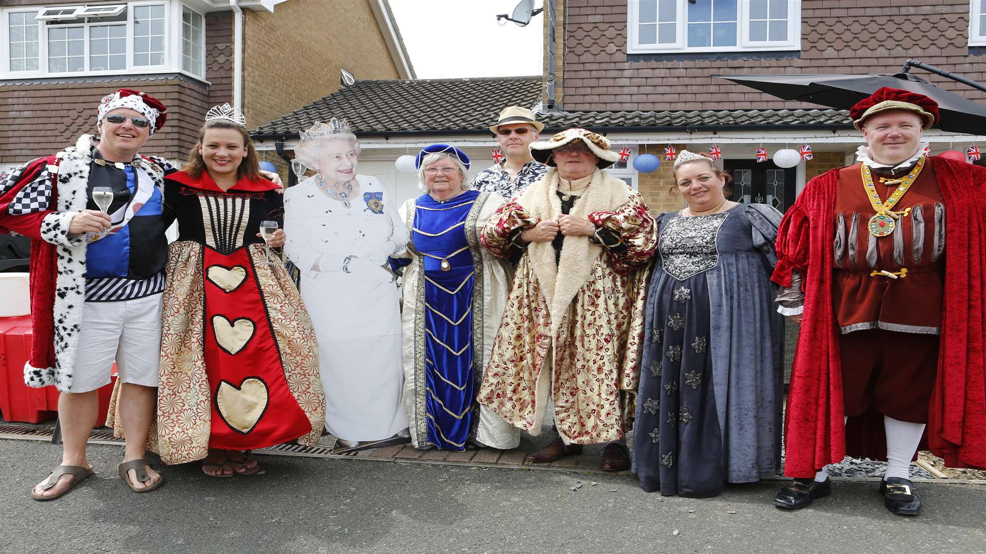 Guests dressed as royalty past and present at a street party in Lyle Court, Allington. Picture: Andy Jones