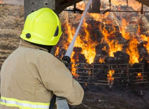 Firefighters battled the blaze at Netters Hall Farm yesterday