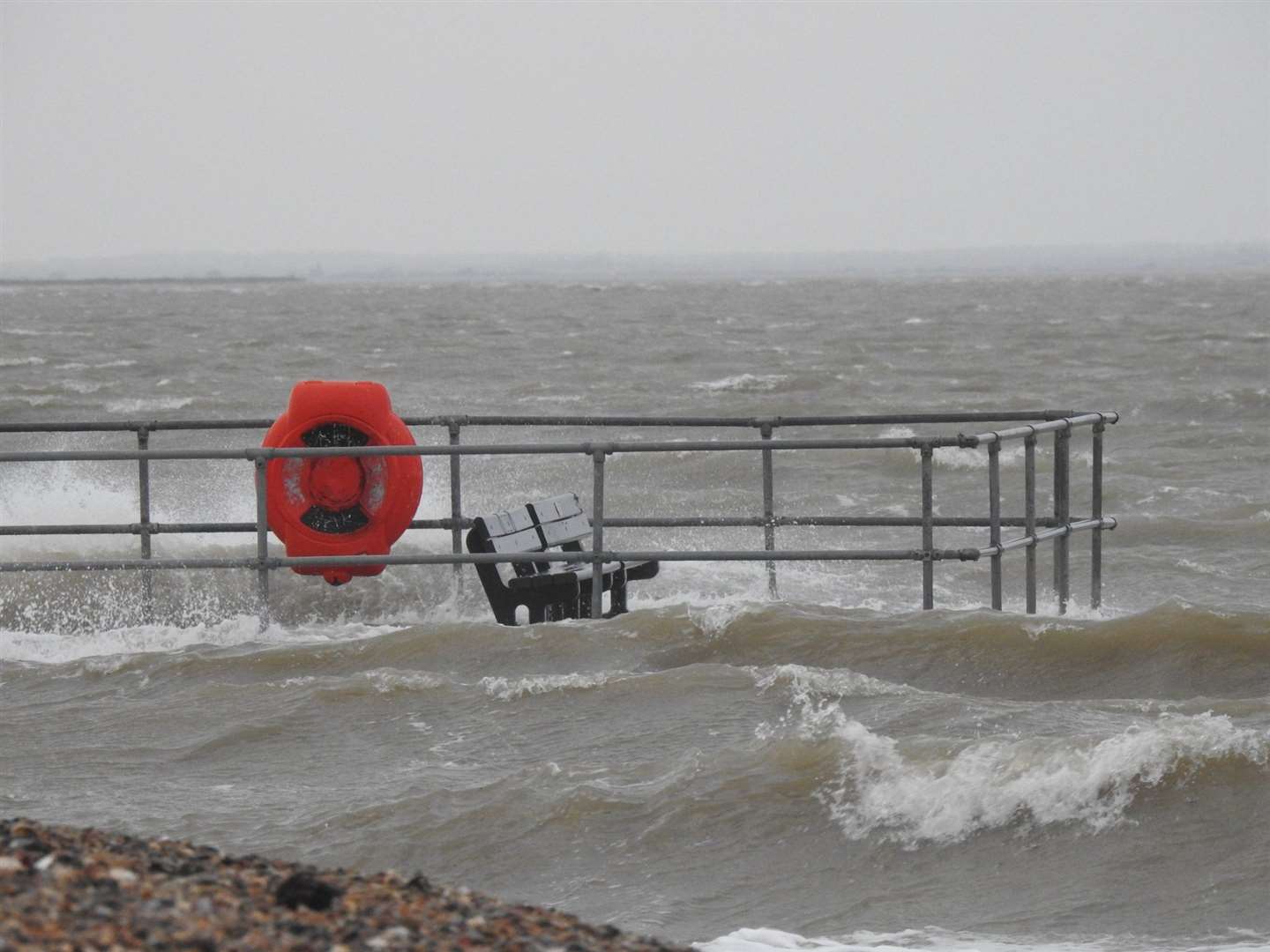 High tide flooded Neptune's Jetty at Sheerness, Sheppey. Picture: Adam Young/Swale Weather