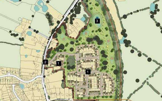 Aerial view of where the homes were planned for Biddenden