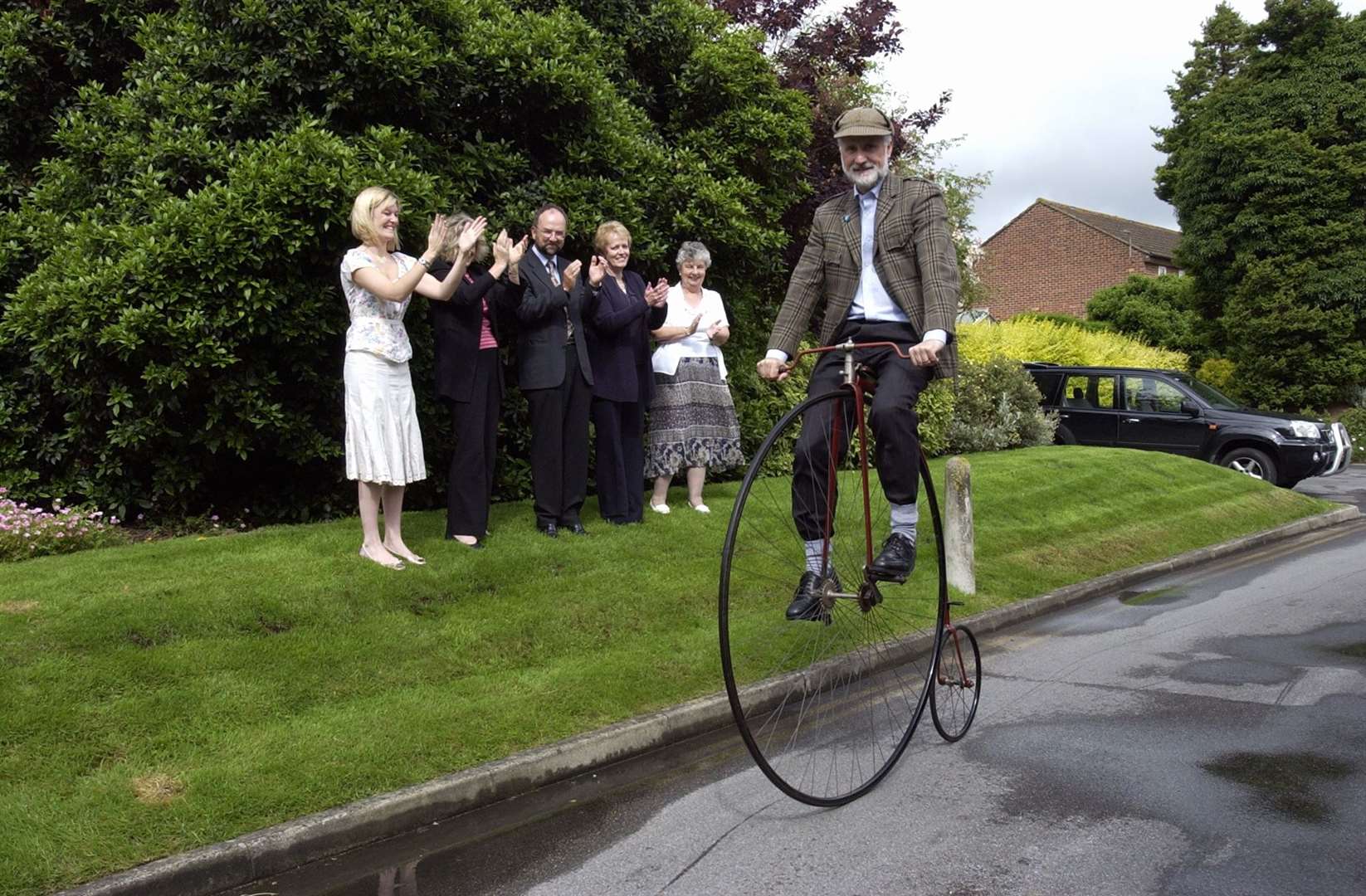 Pilgrims Hospice boss Steve Auty masters the penny-farthing as part of Canterbury's lead-up to July 8. Pic Gerry Whittaker