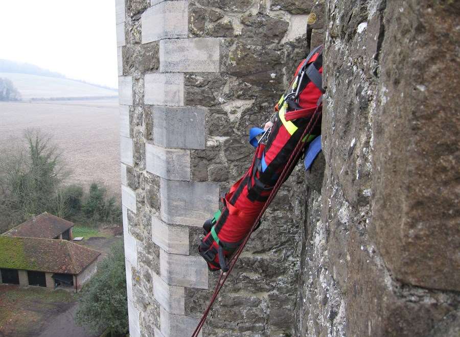 Crews carried out a daring operation at a Chevening church tower. Photo: KFRS.