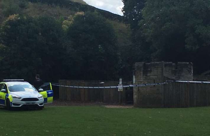 Police taped off the Dane John play area after a reported rape.