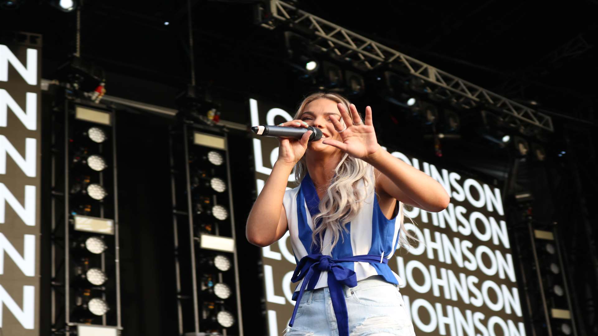 Louisa Johnson on stage at the Spitfire Ground Picture: Rich Jefferson