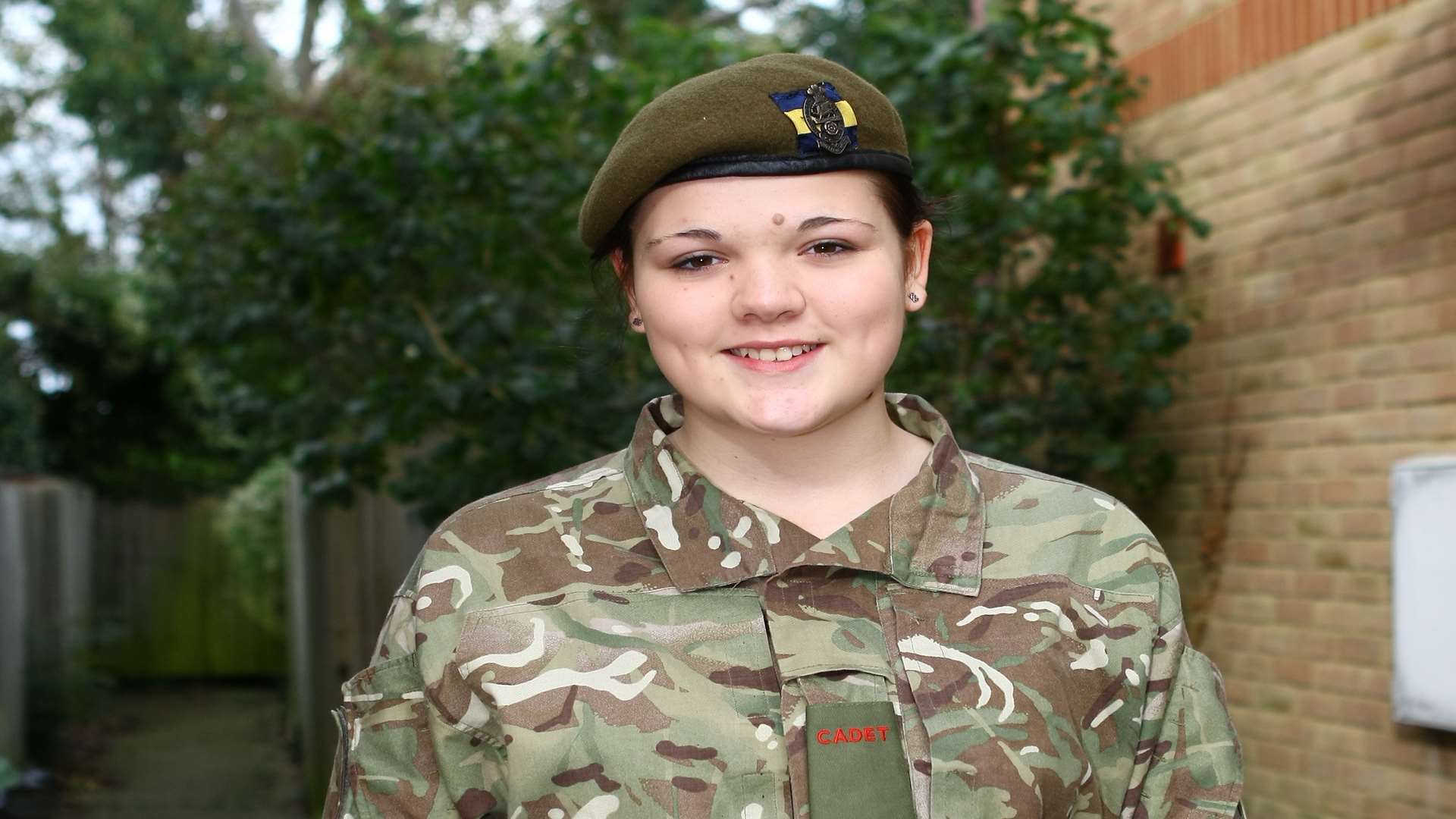 Hannah pictured in her army cadet uniform after the first incident