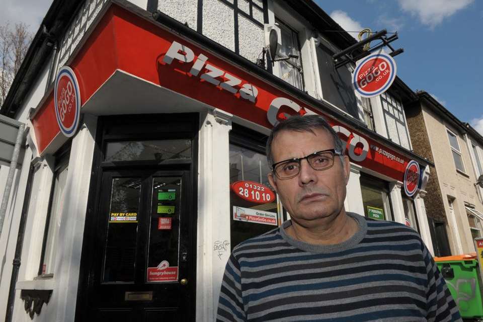 Owner Guljasim Rahimi outside Pizza Go Go in Dartford