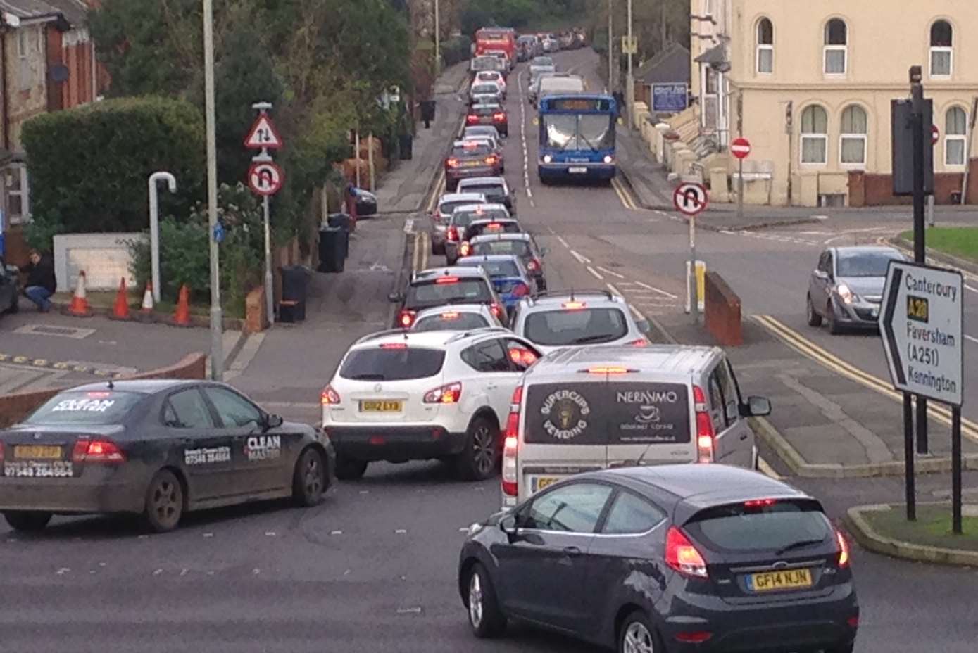 Traffic is tailing back into the town centre following the crash