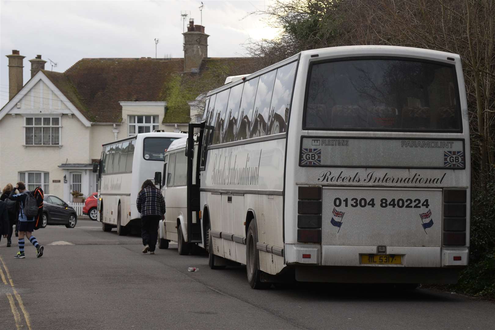 Coaches parked in Manwood Road near Sir Roger Manwood's School