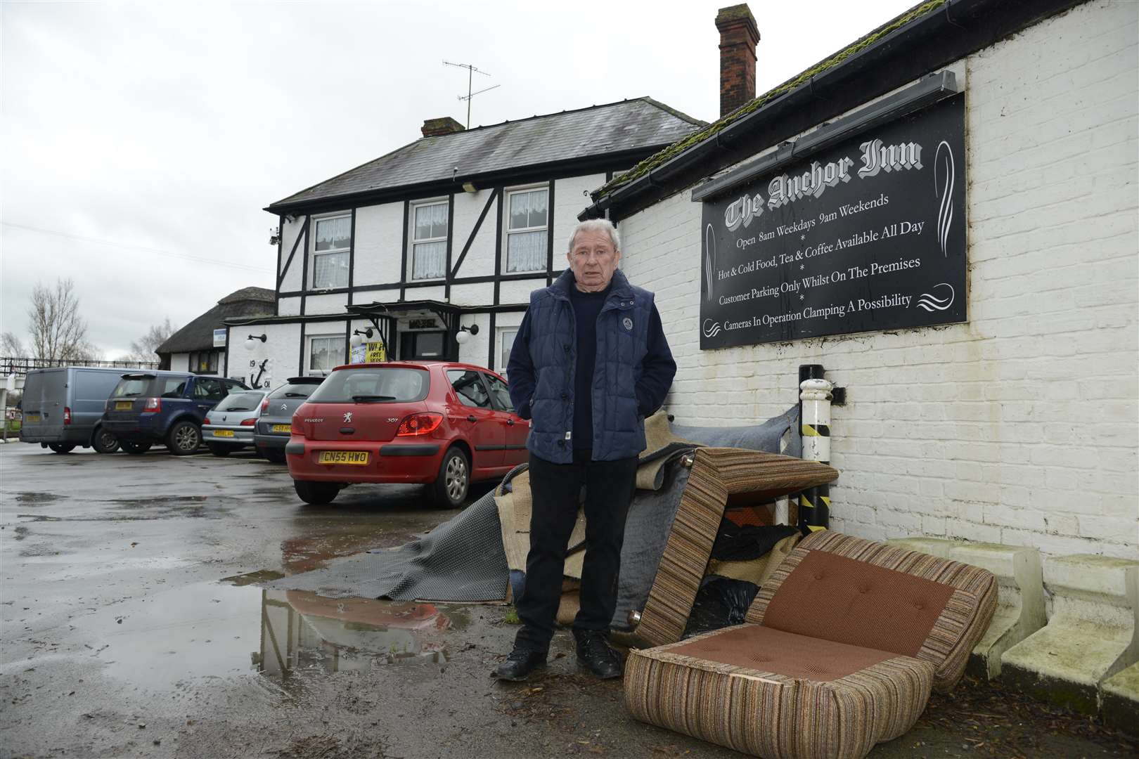 Henry Long was picked up by a neighbour with a boat on Christmas Day from the Anchor Inn & Hotel in Yalding. Picture: Martin Apps
