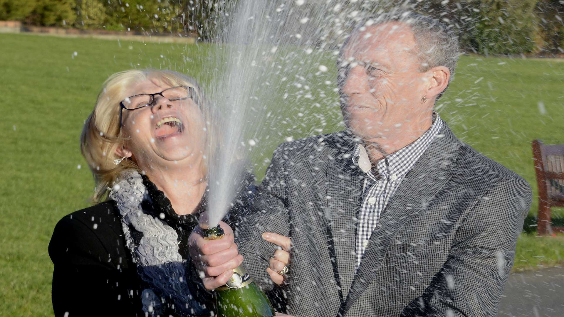 Marjorie and Alan celebrate their Lotto win