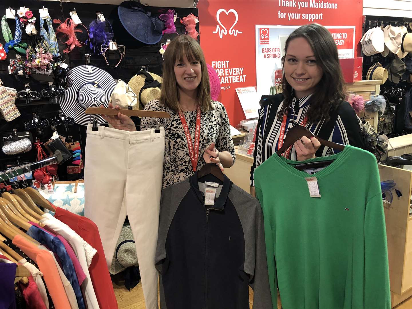 Helen Cox, manager, and Amy, sales assistant, at the British Heart Foundation