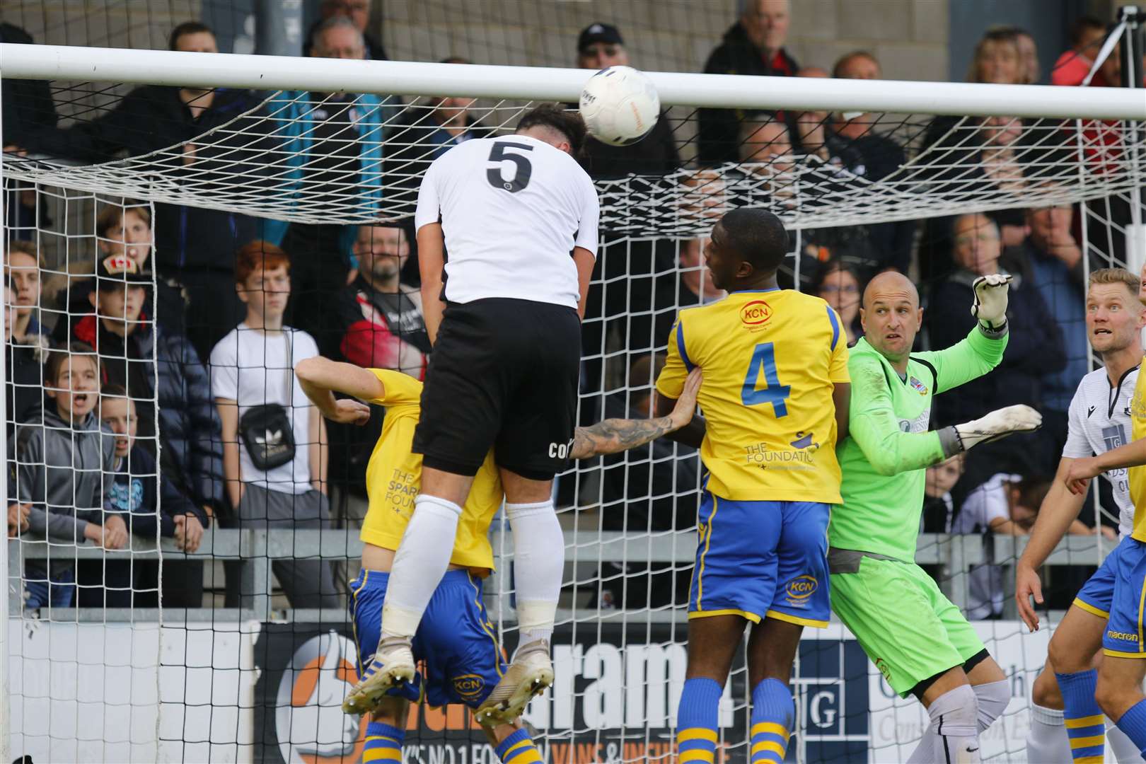Dartford's Ronnie Vint is unable to convert this header against Kingstonian. Picture: Andy Jones