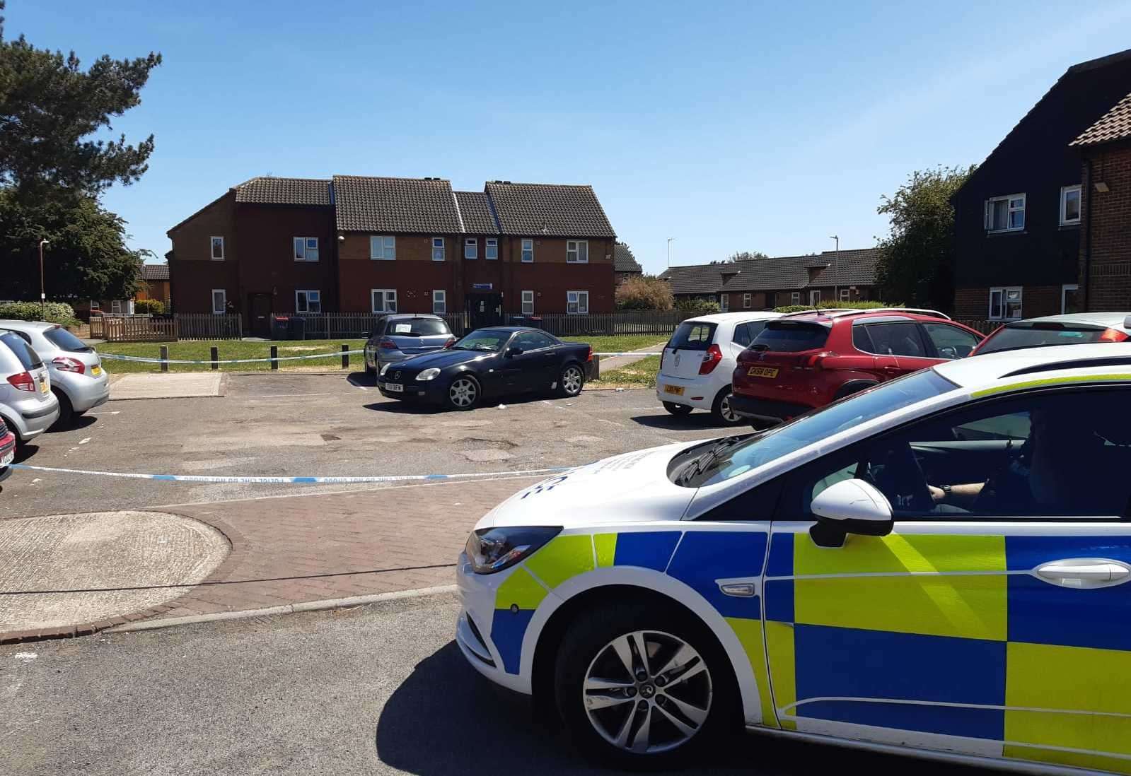 Police taped off a car park in Collins Road, Herne Bay