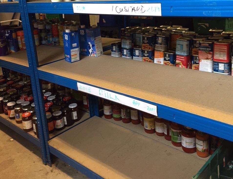 Emptying shelves at the Foodbank warehouse in Deal, photographed last month