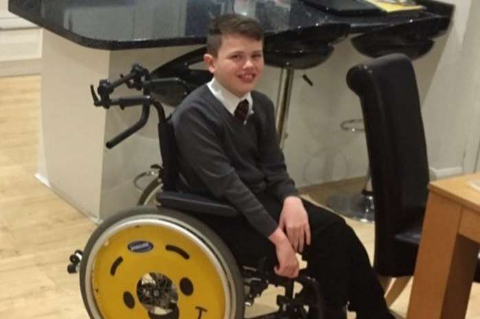Harry uses a power wheelchair as he can only walk very short distances
