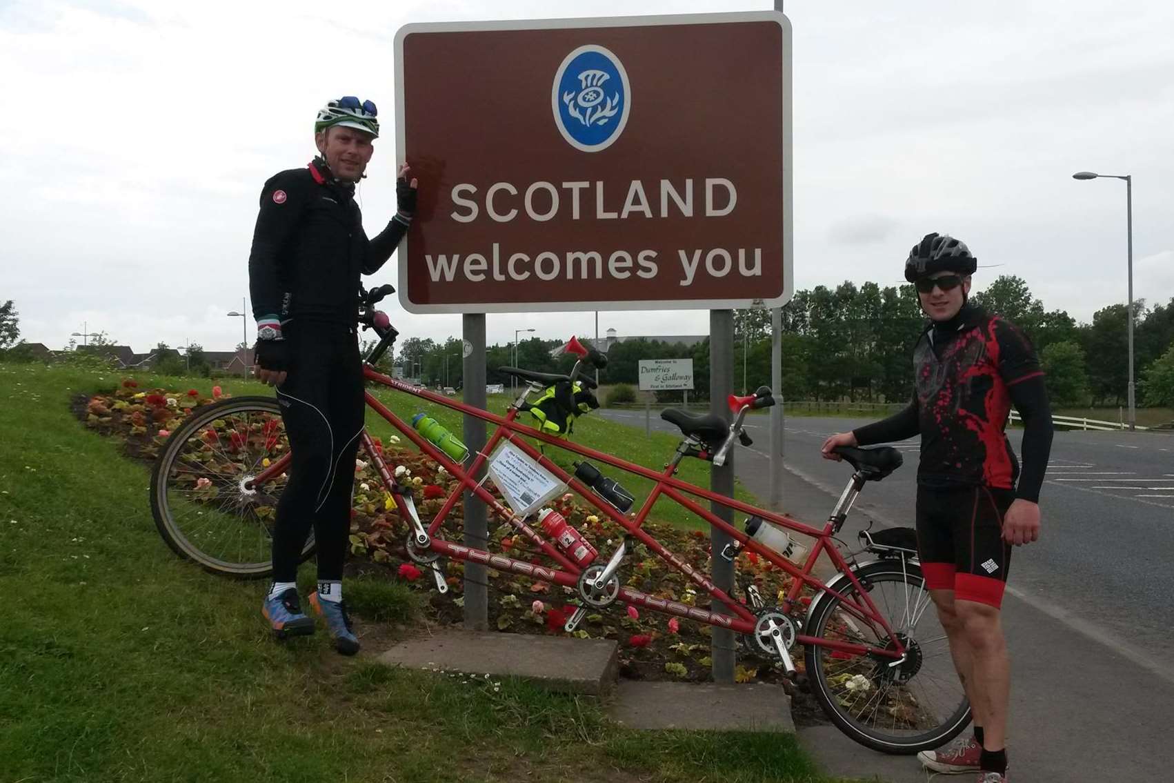 Andy Layland and Billy at the Scottish border.