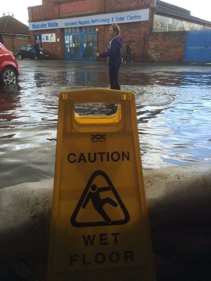 Flooding outside the Red Cow in Moat Sole, Sandwich in 2014 Picture: Kurt King
