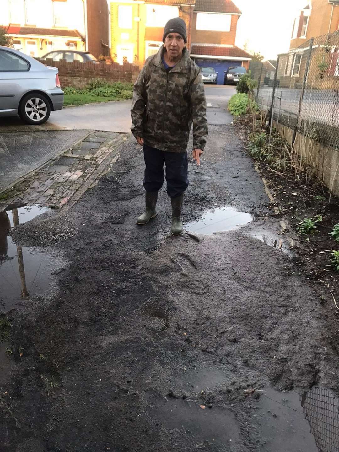 Ally Seehootoorah, of Canterbury Road, Sittingbourne, has been left with raw sewage on his drive for a week