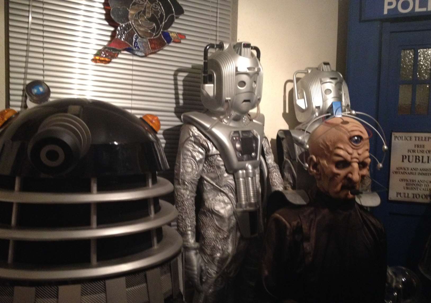 A Dalek, Davros and Cybermen are just some of the characters in Peter Trott's lounge