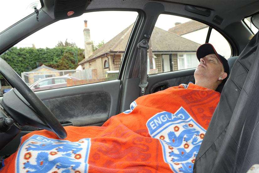 Disabled Phil Chrystal has been forced to sleep in his car