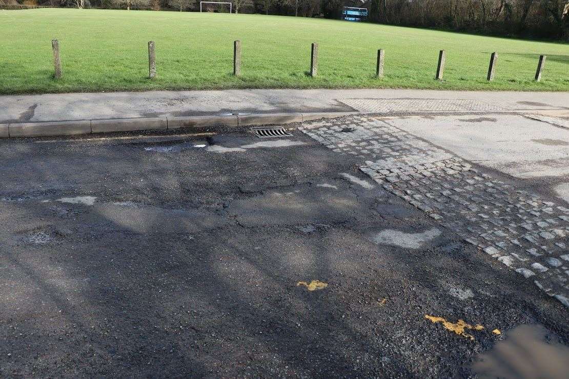 Speed humps in Recreation Ground Road, Tenterden, where potholes are a major problem
