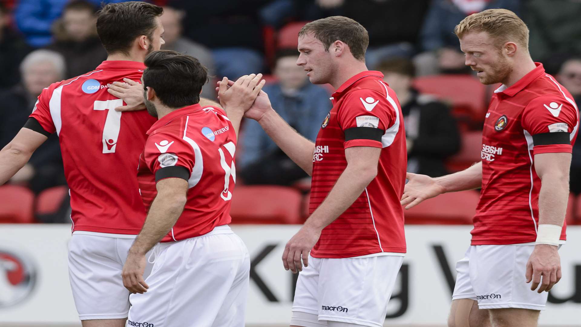 Fleet celebrate Andy Drury's first goal. Picture: Andy Payton