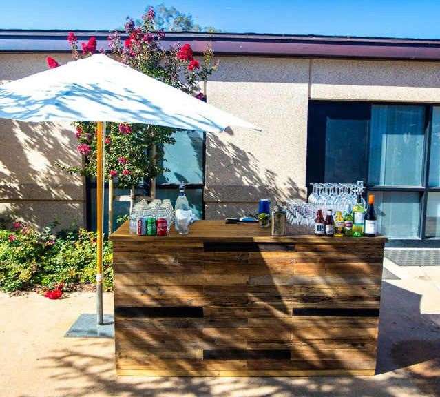 You can have a basic bar set up in your garden. Picture: Richard Martin