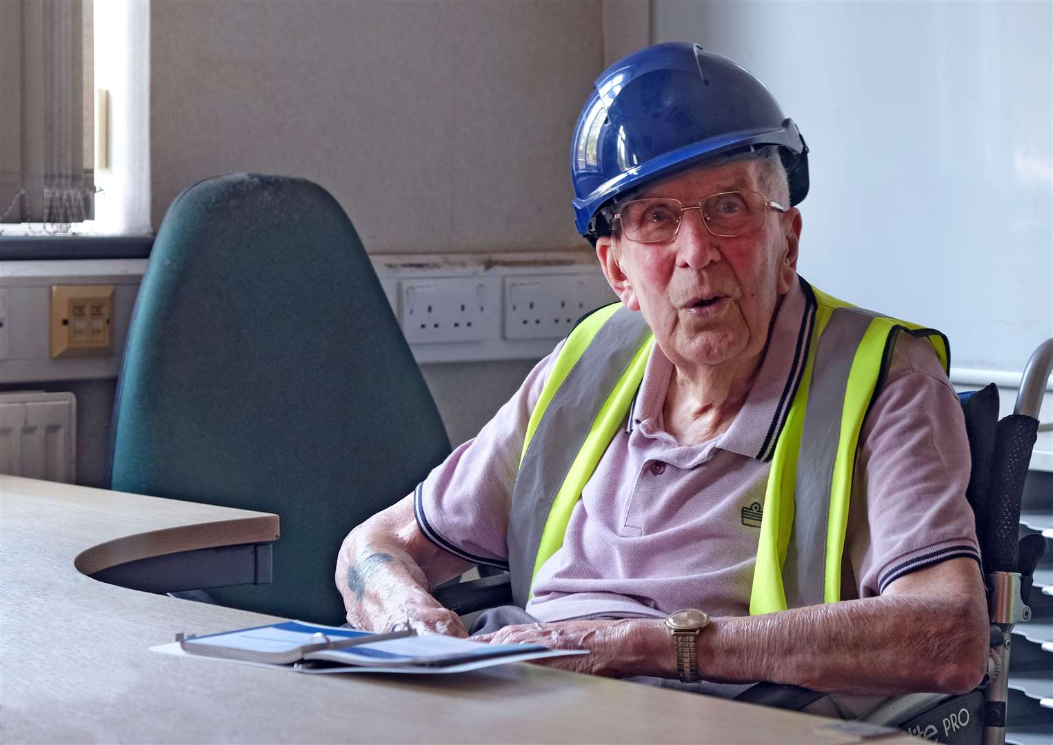 Jim Skinner in his old office - he joined Chart Leacon depot when it opened in 1961 and he's now 95