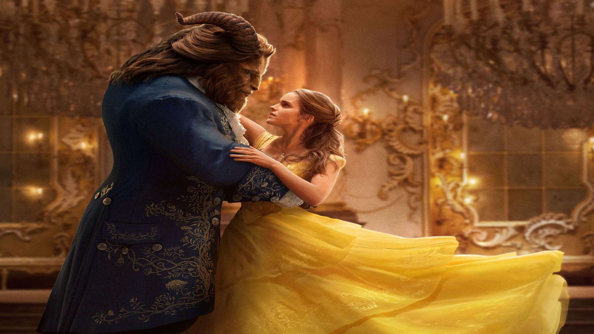 Dan Steven as The Beast and Emma Watson as Belle in Beauty and the Beast. Picture: PA Photo/Disney