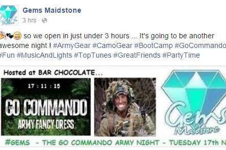 The Go Commando fancy dress party night being advertised.