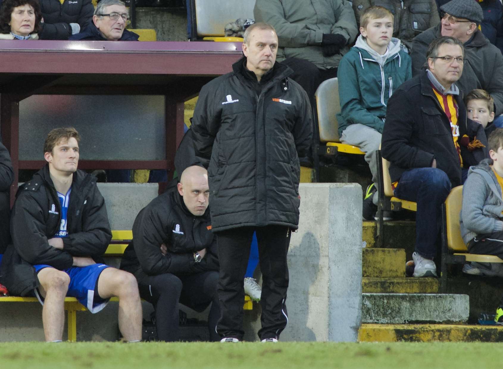 Tony Burman watches from his technical area at Valley Parade Picture: Andy Payton