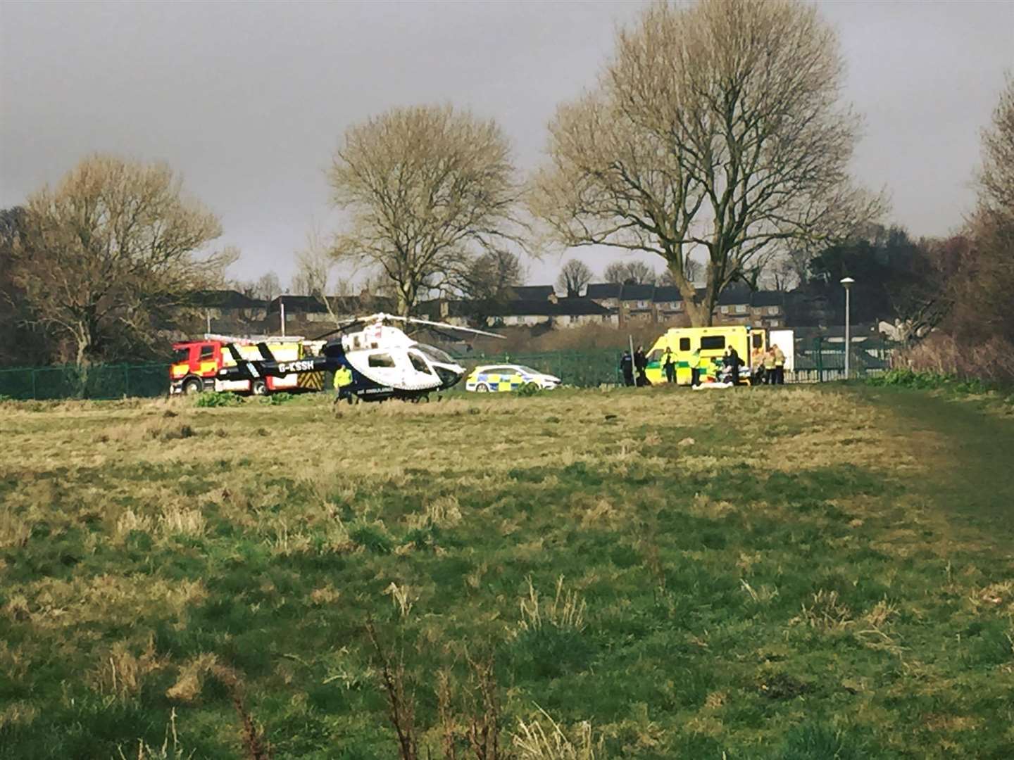 Emergency services vehicles and an air ambulance following the accident. Picture courtesy of Laura Lou Morgan.