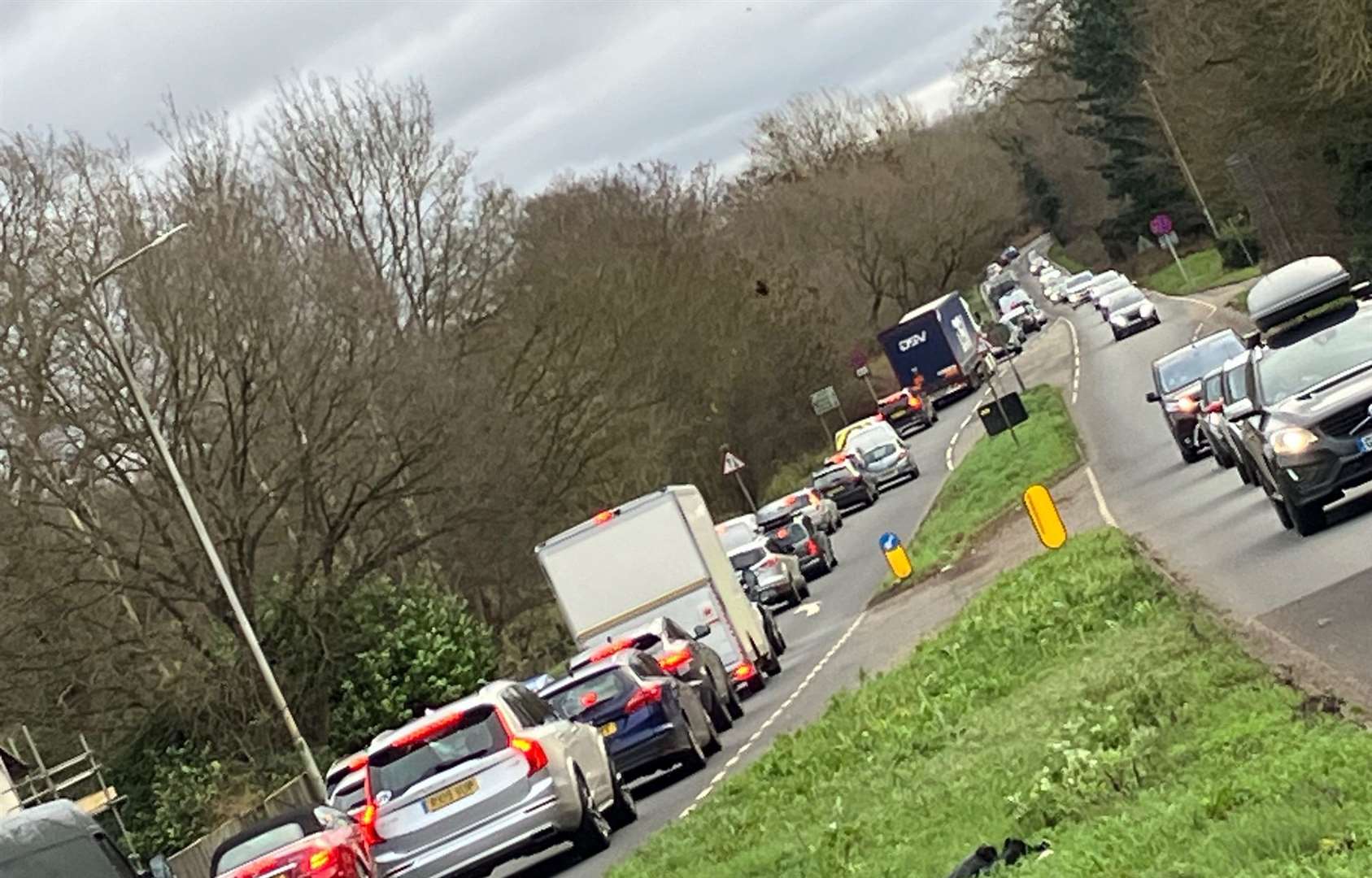 Traffic on the A20 near Junction 8 for Leeds Castle yesterday
