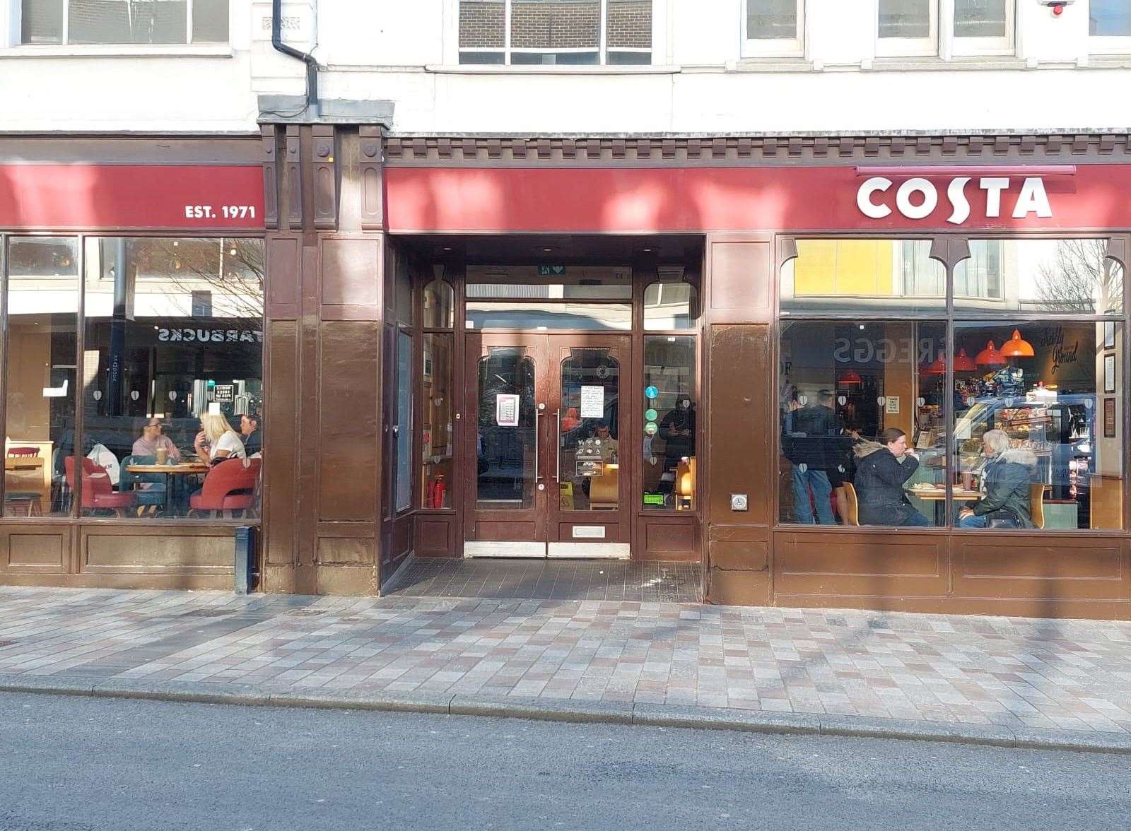 Costa Coffee in King Street, Maidstone, closed last month