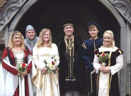 The groom's Tudor-period costume was a nod to Henry VIII